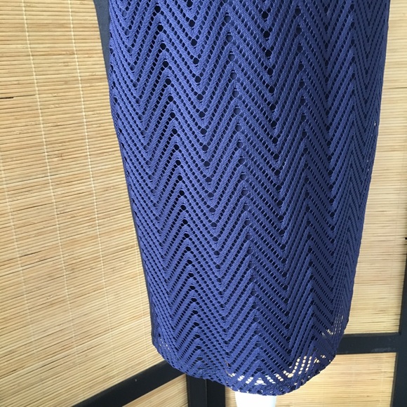 Anthro Navy Lace Black Midi Dress - Picture 6 of 7